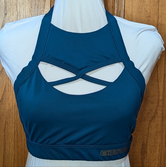 The Chestee Barbella Kandace S reversible peacock  keyhole front halter lift bra - Picture 4 of 6